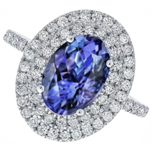 Blue Oval Tanzanite Stone Natural Earth Mined Diamond Wedding Ring 4 Ct White Gold 14K