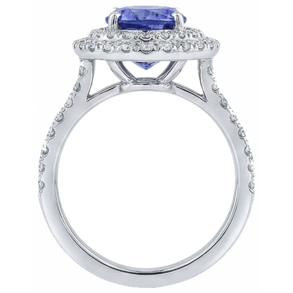 Blue Oval Tanzanite Stone Natural Earth Mined Diamond Wedding Ring 4 Ct White Gold 14K