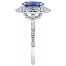 Blue Oval Tanzanite Stone Natural Earth Mined Diamond Wedding Ring 4 Ct White Gold 14K