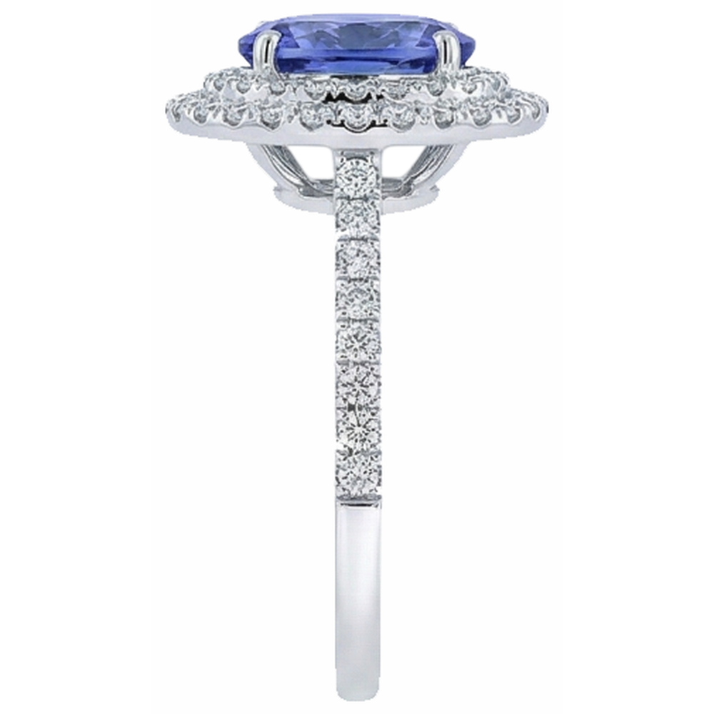 Blue Oval Tanzanite Stone Natural Earth Mined Diamond Wedding Ring 4 Ct White Gold 14K