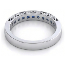 Blue Round Sapphire Natural Earth Mined Diamond Wedding Band White Gold 3.40 Carats