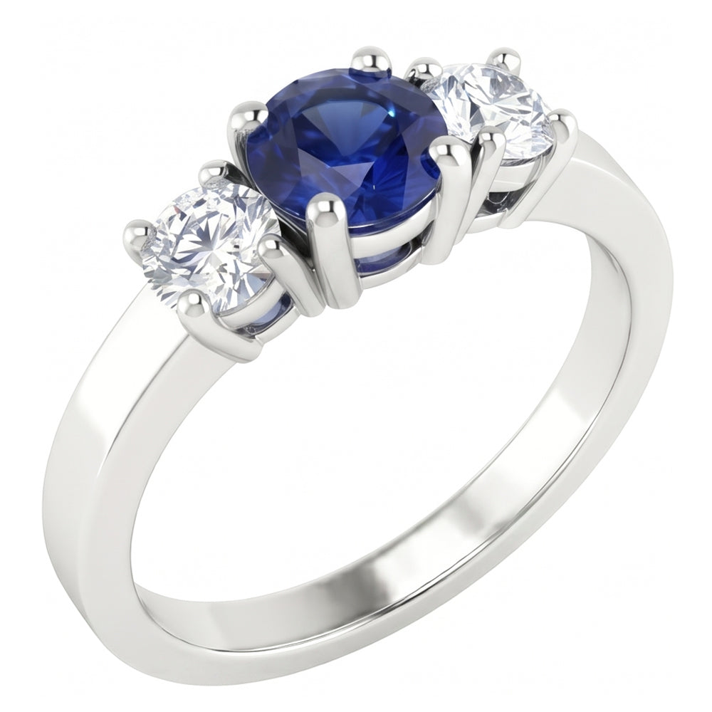 natural round sapphire 1.50ct ring front view