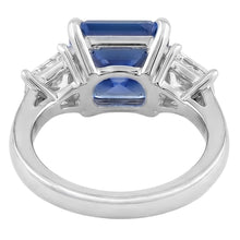 Blue Sapphire 3 Stone Ring Half Moon Natural Earth Mined Diamonds Prong Set 3.50 Carats