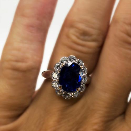 Blue Sapphire And Diamond Engagement Ring