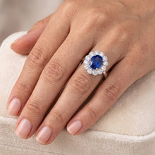 Blue Sapphire And Natural Earth Mined Diamond Engagement Ring
