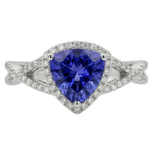 Blue Sapphire And Natural Earth Mined Diamonds 3.66 Carats Ring White Gold 14K