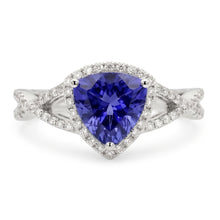 Blue Sapphire And Natural Earth Mined Diamonds 3.66 Carats Ring White Gold 14K