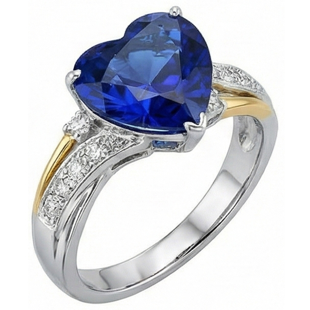 natural round sapphire 3ct ring top view
