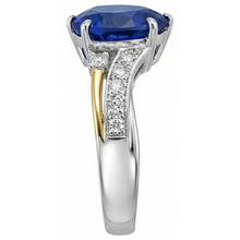natural round sapphire 3ct ring on white background