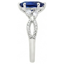 Blue Sapphire Anniversary Ring Marquise & Round Natural Earth Mined Diamonds 5.50 Carats