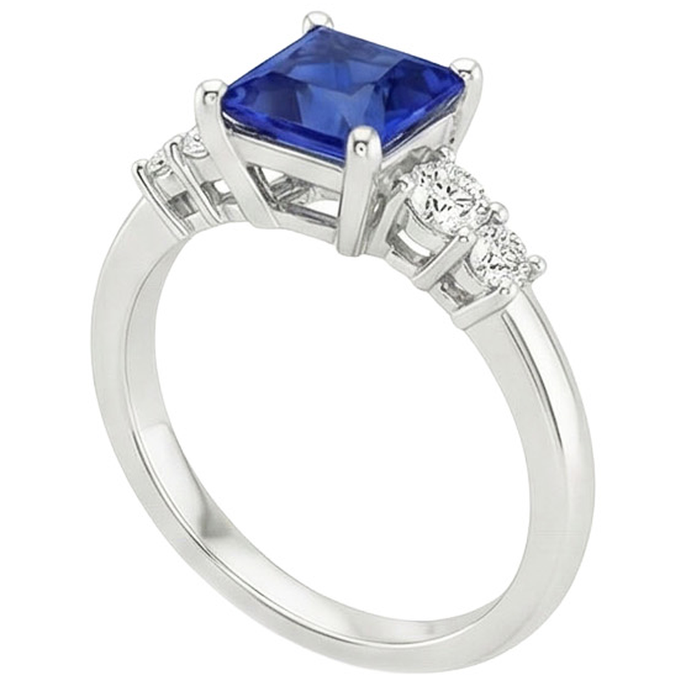 Blue Sapphire Anniversary Ring Princess Cut Five Stone 5.50 Carats