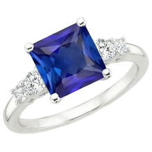Blue Sapphire Anniversary Ring Princess Cut Five Stone 5.50 Carats