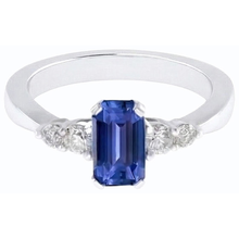 Blue Sapphire Anniversary Ring Round Natural Earth Mined Diamond Tapered Shank 1.75 Carats