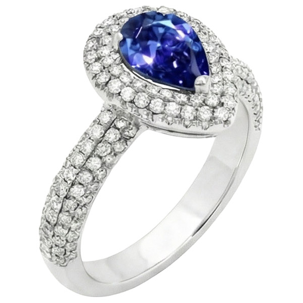 natural round sapphire 2.30ct ring close up detail