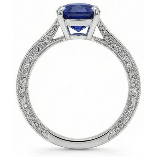Blue Sapphire Color Solitaire Ring