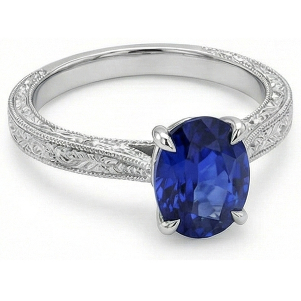 Blue Sapphire Color Solitaire Ring