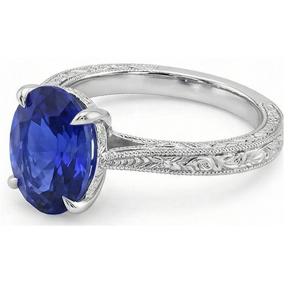 Blue Sapphire Color Solitaire Ring