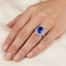 Blue Sapphire Cushion And Round Cut 4.55 Carat Natural Earth Mined DIAMOND ( NOT LAB GROWN )s Ring WG 14K