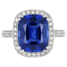 Blue Sapphire Cushion And Round Cut 4.55 Carat Natural Earth Mined DIAMOND ( NOT LAB GROWN )s Ring WG 14K