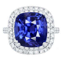 Blue Sapphire Double Halo Ring Gold 14K Natural Earth Mined Diamond Jewellery 5 Carats
