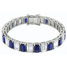 Blue Sapphire Emerald Cut Tennis Bracelet 12 Carats Jewellery New