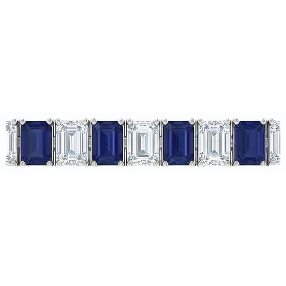 Blue Sapphire Emerald Cut Tennis Bracelet 12 Carats Jewellery New