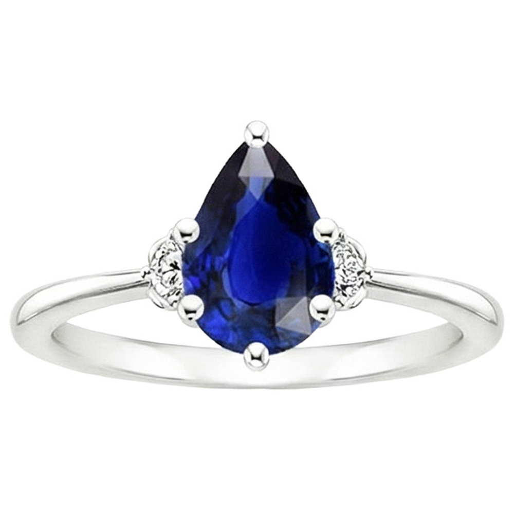 natural round sapphire 3.50ct ring profile view