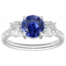 Blue Sapphire Engagement Ring 4.50 Carats Round Brilliant Cut Natural Earth Mined Diamonds