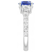 Blue Sapphire Engagement Ring 4.50 Carats Round Brilliant Cut Natural Earth Mined Diamonds