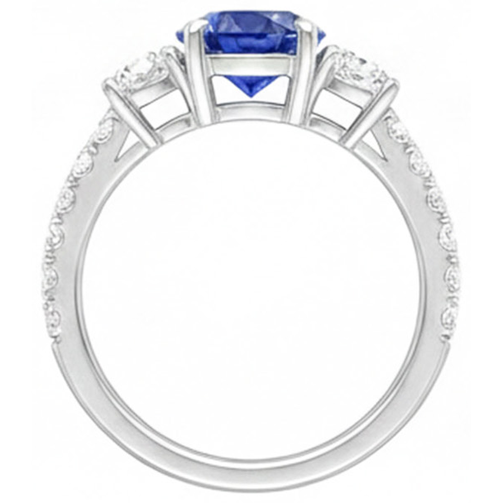 Blue Sapphire Engagement Ring 4.50 Carats Round Brilliant Cut Natural Earth Mined Diamonds