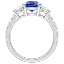 Blue Sapphire Engagement Ring 4.50 Carats Round Brilliant Cut Natural Earth Mined Diamonds