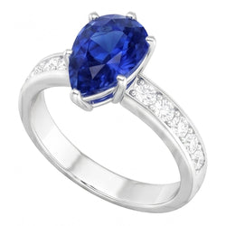 Blue Sapphire Engagement Ring Channel Set Natural Earth Mined Diamond Accents 3.50 Carats