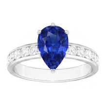Blue Sapphire Engagement Ring Channel Set Natural Earth Mined Diamond Accents 3.50 Carats