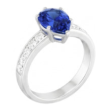 Blue Sapphire Engagement Ring Channel Set Natural Earth Mined Diamond Accents 3.50 Carats