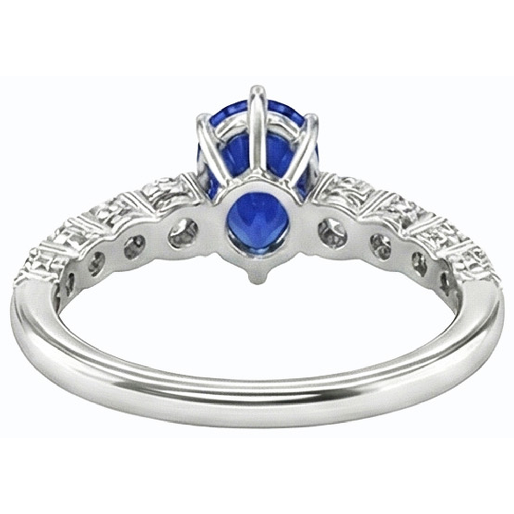 natural round sapphire 3.50ct ring close up detail