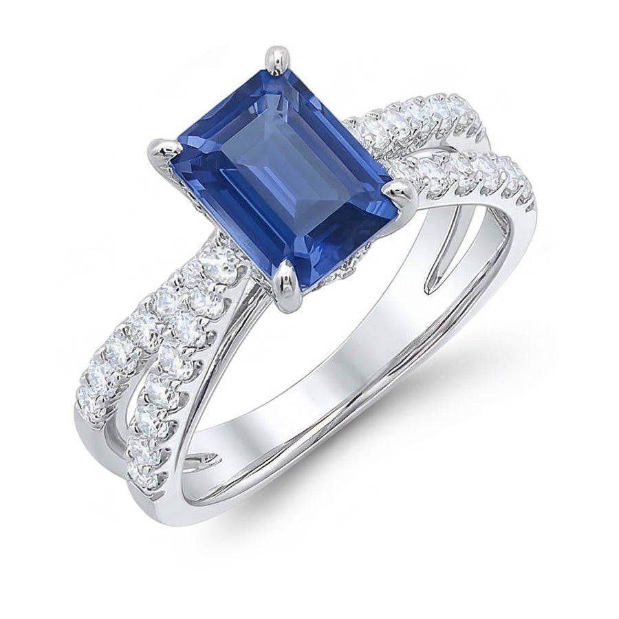 Blue Sapphire Engagement Ring Split Shank Round Natural Earth Mined Diamonds 3.50 Carats