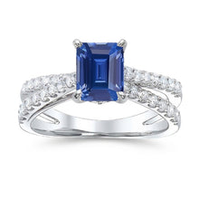 Blue Sapphire Engagement Ring Split Shank Round Natural Earth Mined Diamonds 3.50 Carats