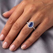 Blue Sapphire Engagement Ring Teardrop Style White Gold 2.50 Carats