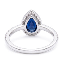 Blue Sapphire Engagement Ring Teardrop Style White Gold 2.50 Carats
