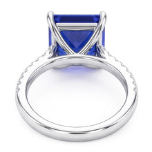 Blue Sapphire Engagement Ring With Pave Natural Earth Mined Diamond Accents 6 Carats