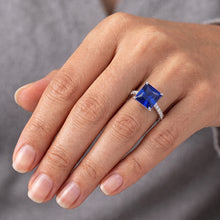 Blue Sapphire GIA CERTIFIED Engagement Ring With Pave Diamond Accents 7.14 Carats