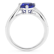 Blue Sapphire Engagement Ring & Natural Earth Mined Diamonds 2 Carats Gold