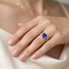 Blue Sapphire Engagement Ring & Natural Earth Mined Diamonds 2 Carats Gold
