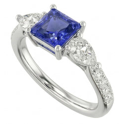 Natural Sapphire Ring 3ct - White Gold 14K