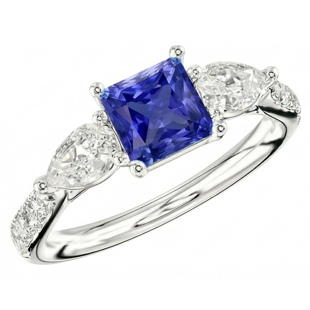 natural round sapphire 3ct ring side angle