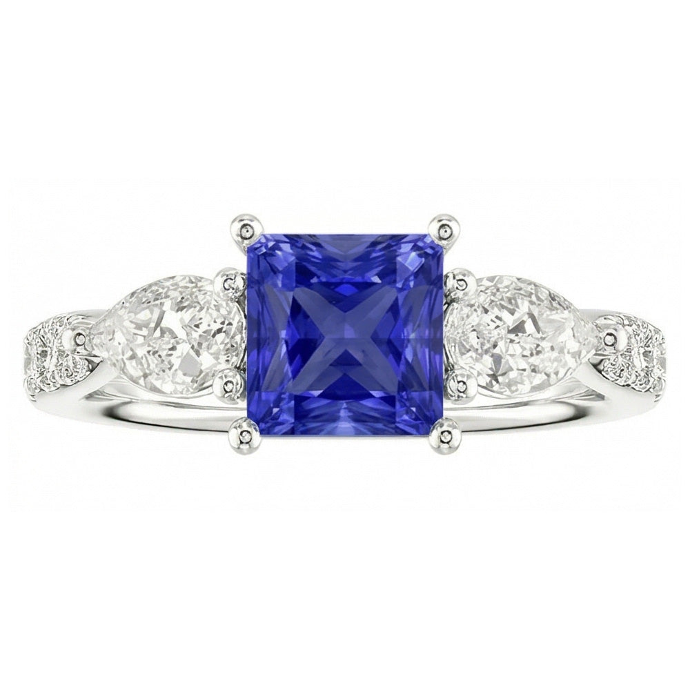 natural round sapphire 3ct ring close up detail