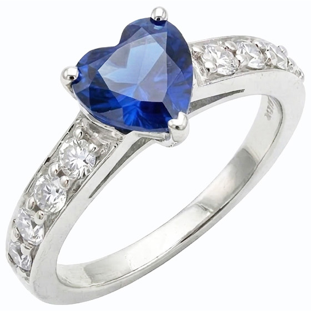 Blue Sapphire Gemstone Ring Heart Cut 3.50 Carats Prong Set Jewellery