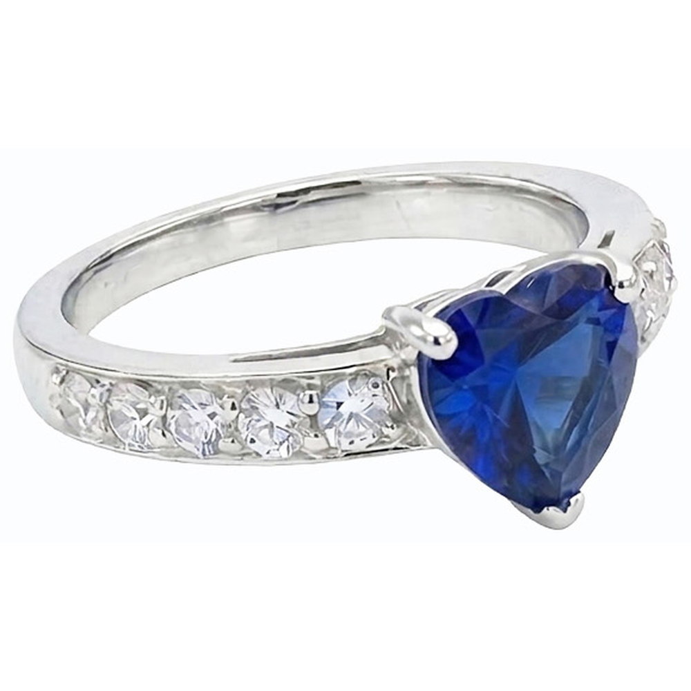 Blue Sapphire Gemstone Ring Heart Cut 3.50 Carats Prong Set Jewellery