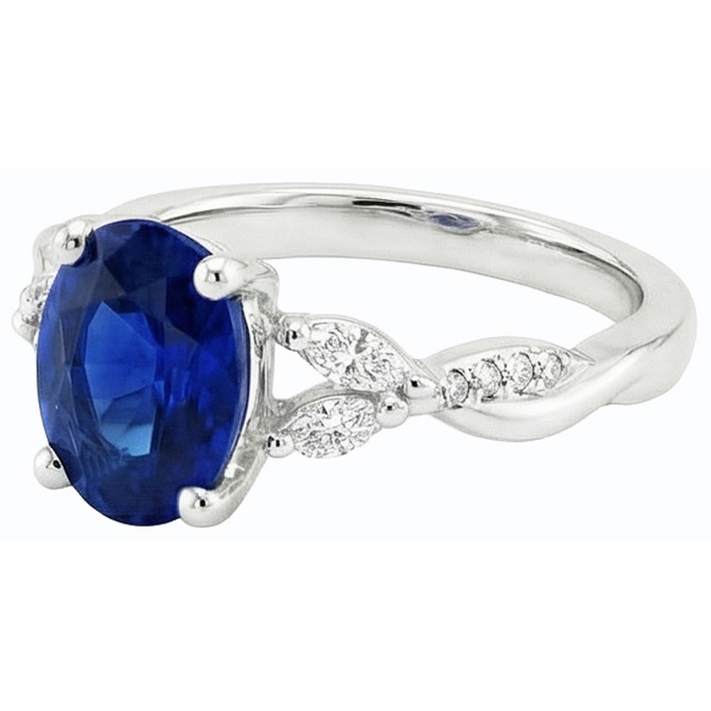 natural round sapphire 4.50ct ring profile view