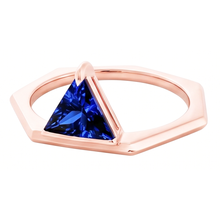 Blue Sapphire Gemstone Trillion Ring 14K Rose Gold 1 Carat Jewellery